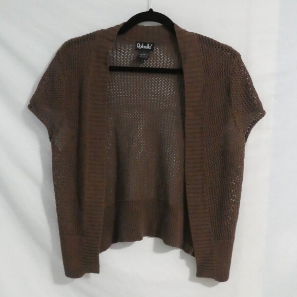 RAFAELLA | medium | Brown Short Sleeve Knit Open Front Cardigan - Shrug | NWOT - Picture 1 of 14